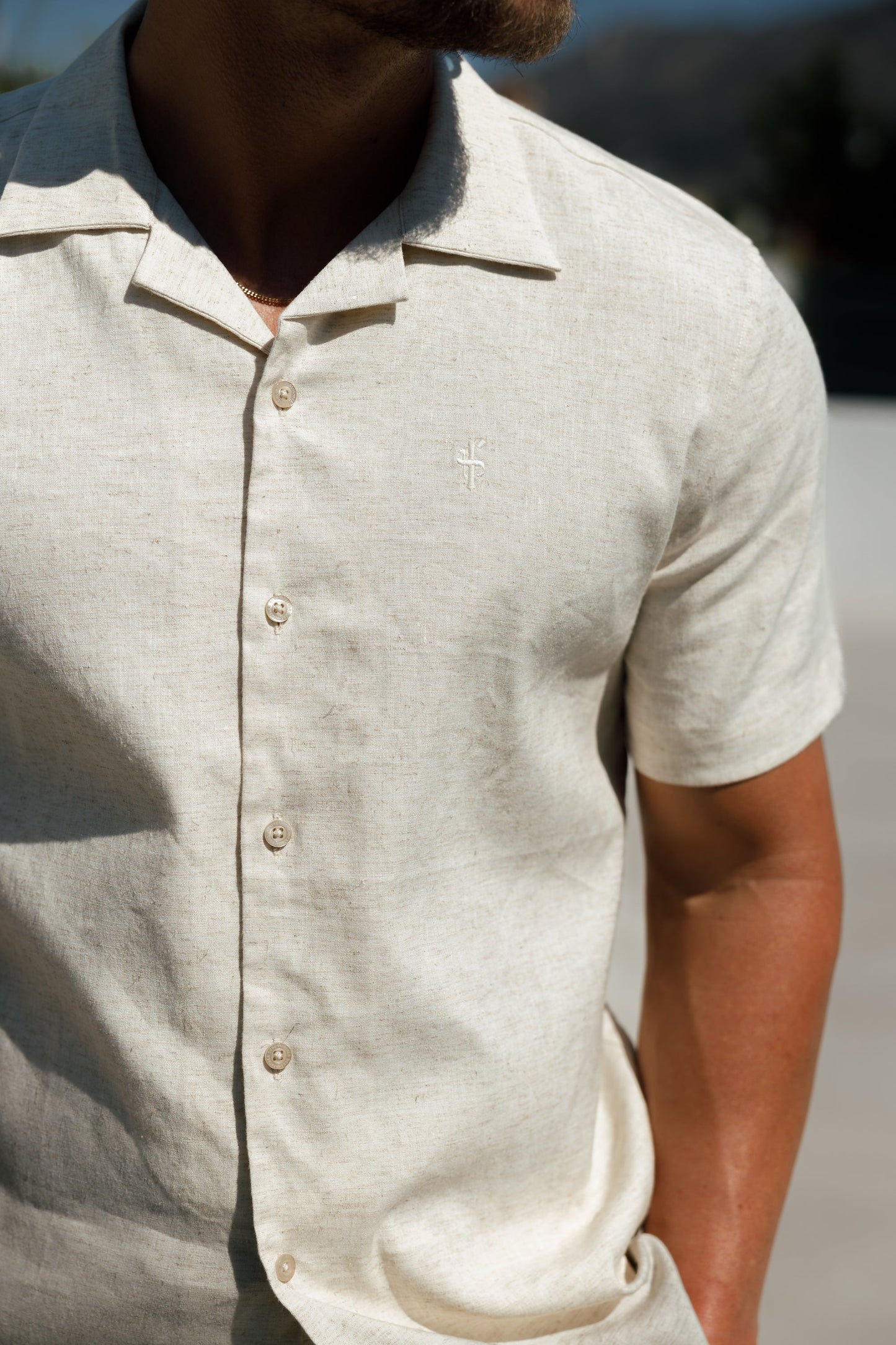 Elevate Your Style: Father Sons Hawaiian Boxy Linen Short Sleeve Shirt with Revere Collar - FS1071