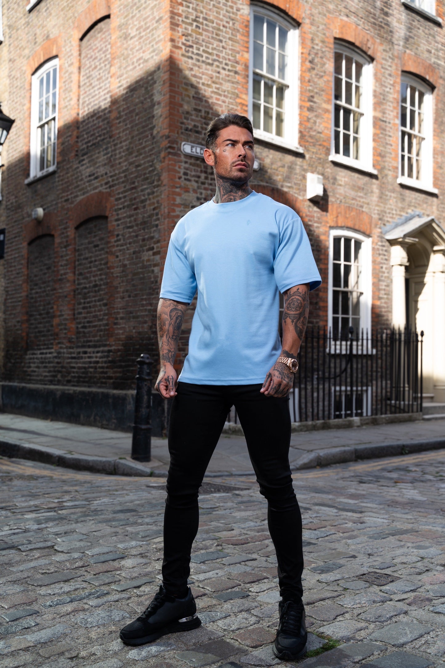 Elevate Your Wardrobe with the Father Sons Light Blue Oversized Crew Neck T-Shirt - FSH872