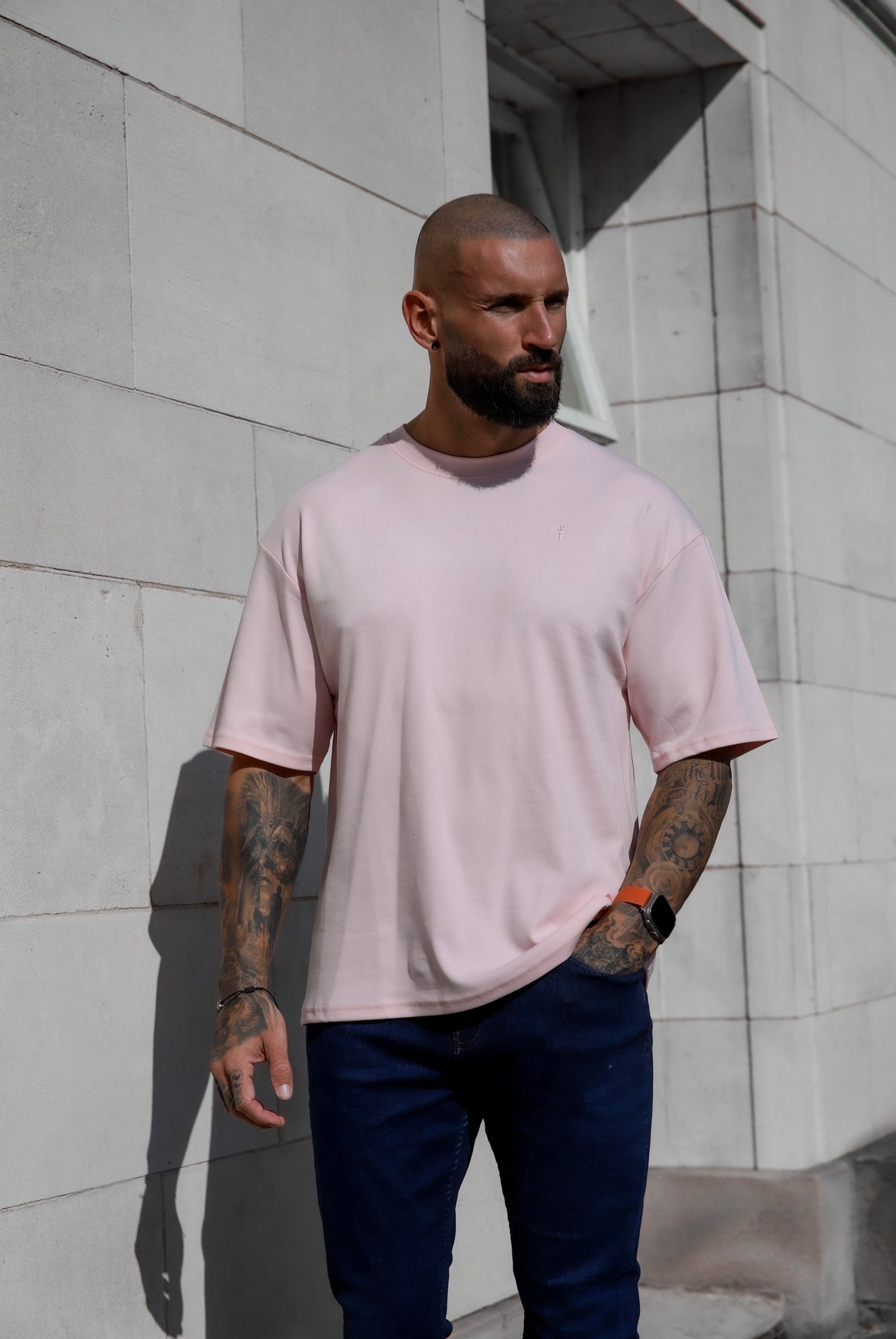 Father Sons Classic Pink Oversized Crew Tee - FSH870