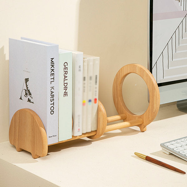 Adjustable Beechwood Bookend - Three Compartments - Elegant Desk Organizer
