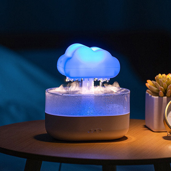 Cloud Raindrop Humidifier – Essential Oil Diffuser – Night Light – Soothing Mist – Home & Office