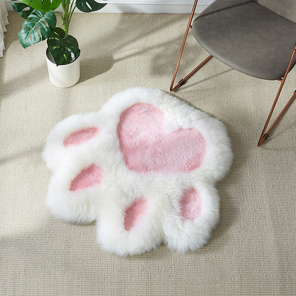 Adorable Cat Paw Rug - Pink and White Color Scheme - Soft and Plush