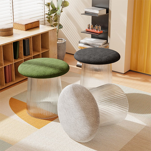 Mushroom Ottoman - White - Black - Green - Velvet Upholstery