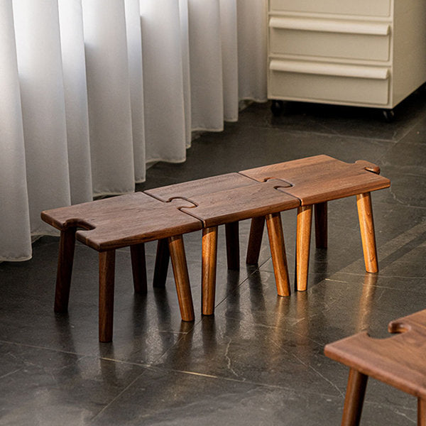 Wooden Puzzle Ottoman - Versatile Use - Natural Elegance - Minimalist Design