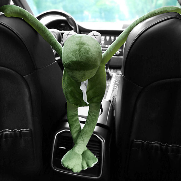 Frog Car Tissue Box - Plush Tissue Dispenser - Convenient Hanging Style