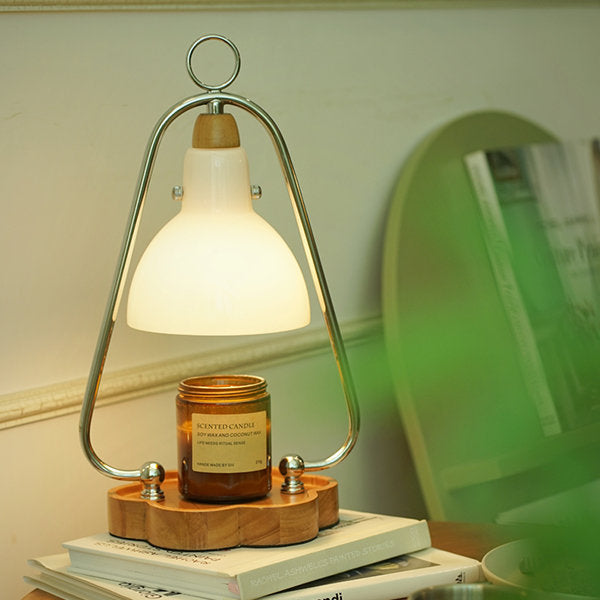 Vintage Wax Melting Lamp - Warm Ambient Lighting - Wooden Base - Retro Charm