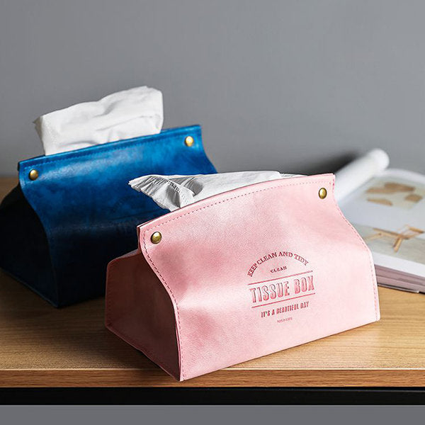 Retro Tissue Box - PU Leather - Pink - Orange - Elegant Home Decor