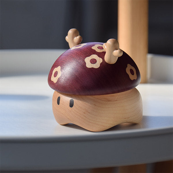 Wooden Mushroom Deer Storage Box - Unique Decorative Piece - Handcrafted Design