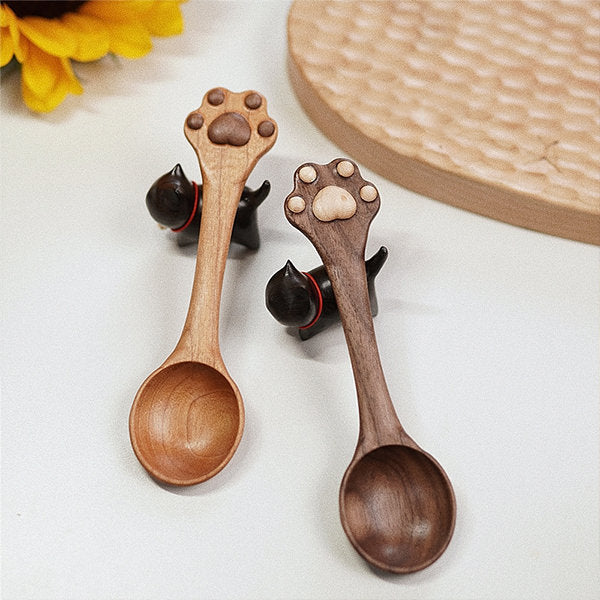 Wooden Cat Paw Spoon - Handcrafted Quality - Cat Lovers - Versatile Use