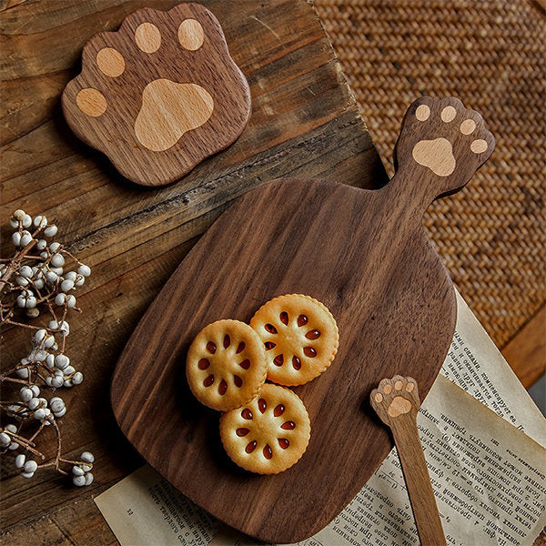 Bear Paw Walnut Wood Serving Tray - Rustic Elegance - Kitchen Essentials