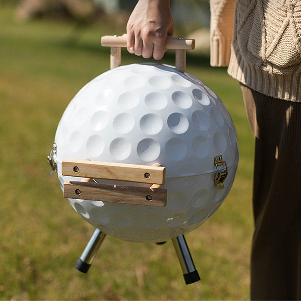 Spherical Barbecue Grill - Essential White Camping Grill - Convenient Carry Handle