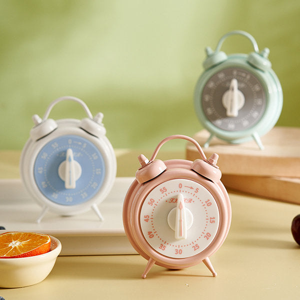 Retro Alarm Clock Kitchen Timer - Accurate Timing - Pink - Green