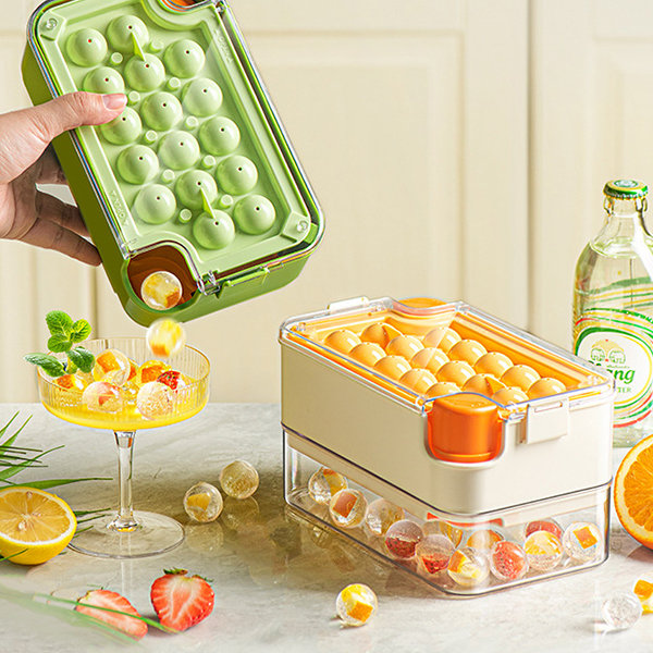 One-Click Ice Cube Mold - Effortless Release - Summer - Green - Purple