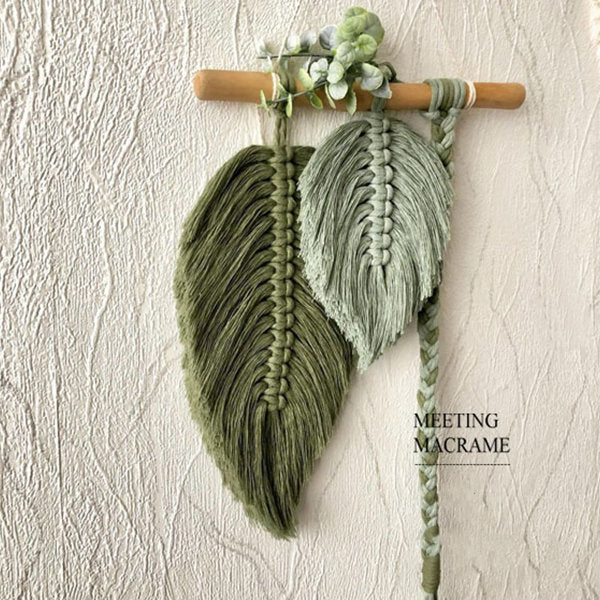 Boho Leaf Macrame - Cotton Ropes - Green - Orange