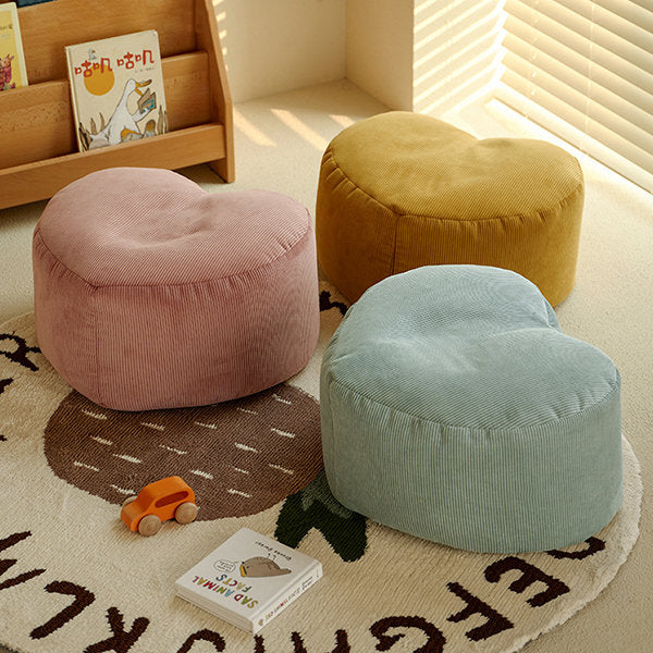 Heart Shaped Corduroy Ottoman - Pink - Yellow - Comfortable Seating - Adds a Cozy Touch