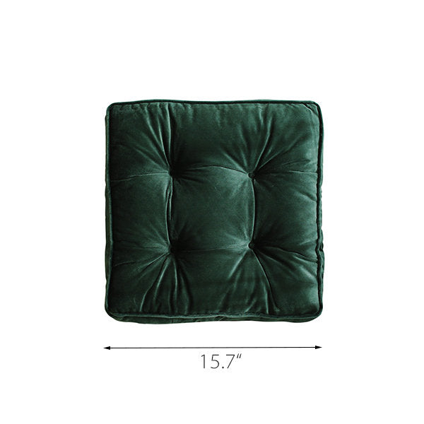 Retro Square Seat Cushions - Luxurious Velvet - Classic and Comfort - Green