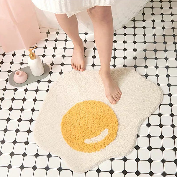Sunny-Side Up Egg Mat - Whimsical and Cozy Floor Decor - Playful Charm