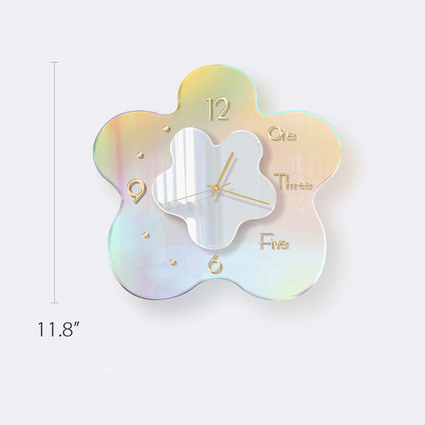 Iridescent Flower Acrylic Wall Clock - Unique Home Decor - Gradient Color