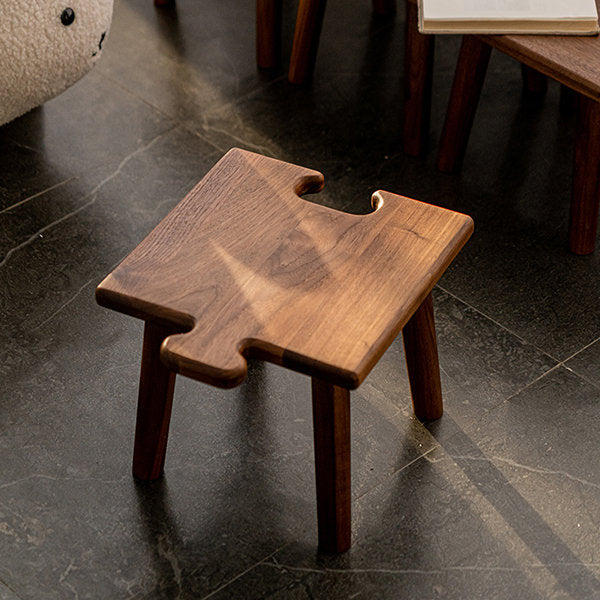 Wooden Puzzle Ottoman - Versatile Use - Natural Elegance - Minimalist Design