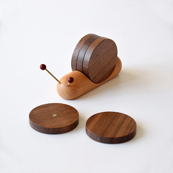 Wooden Snail Coasters Set - Protects Surfaces - Whimsical Decor
