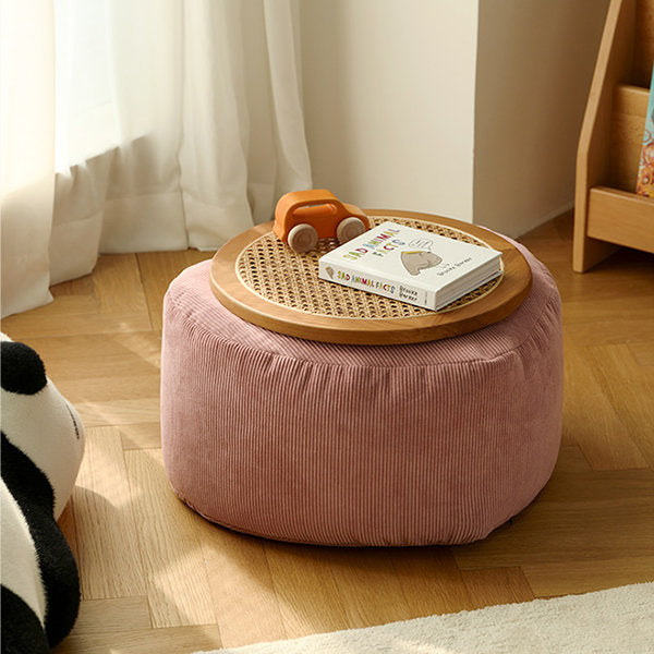 Heart Shaped Corduroy Ottoman - Pink - Yellow - Comfortable Seating - Adds a Cozy Touch