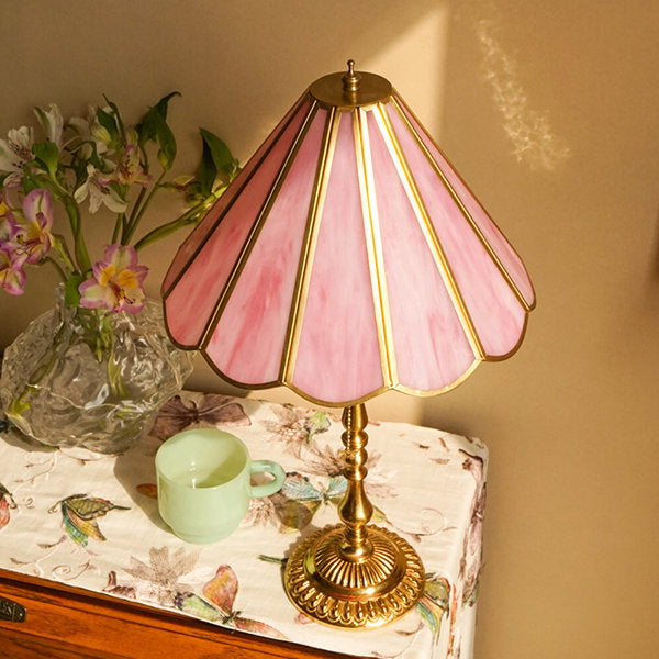 Vintage Pink Table Lamp - Glass - Classic Elegance - Charming Home Decor