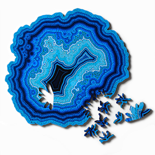 Geode-Inspired Irregular Puzzles - Wood - Blue - Red - Green - 164 Pcs