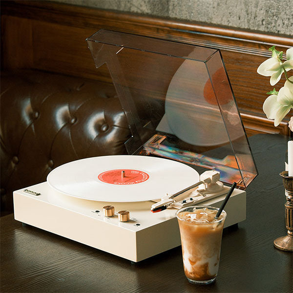 Vintage Vinyl Record Player - Classic Sound - Brown - Gray - Timeless Aesthetic