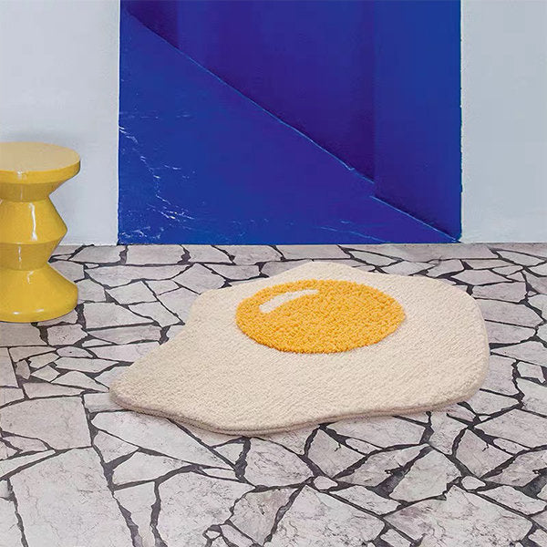 Sunny-Side Up Egg Mat - Whimsical and Cozy Floor Decor - Playful Charm