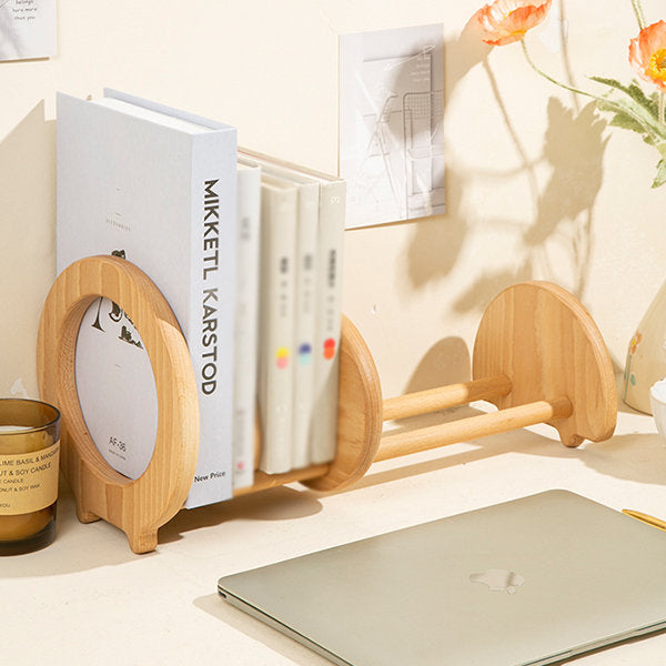 Adjustable Beechwood Bookend - Three Compartments - Elegant Desk Organizer