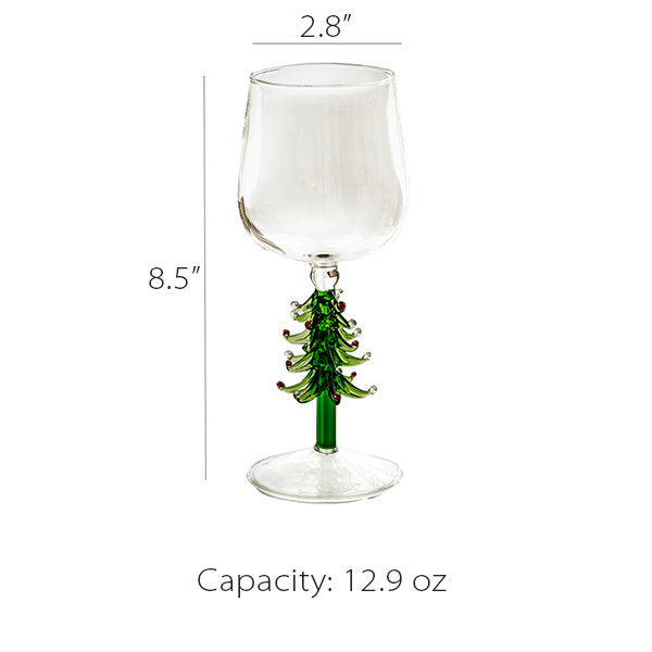 Copa de vino con forma de árbol de Navidad - Artículos festivos - Diseño elegante - Cristalería artesanal