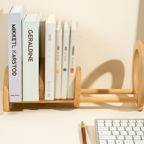 Adjustable Beechwood Bookend - Three Compartments - Elegant Desk Organizer