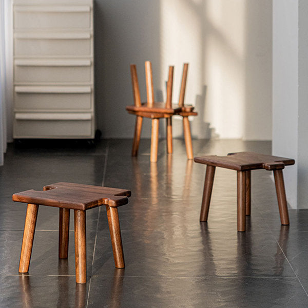 Wooden Puzzle Ottoman - Versatile Use - Natural Elegance - Minimalist Design