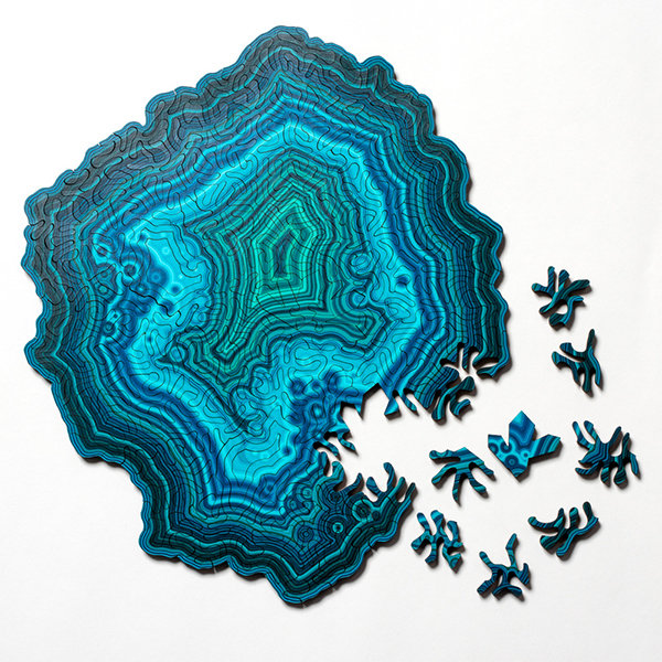 Geode-Inspired Irregular Puzzles - Wood - Blue - Red - Green - 164 Pcs