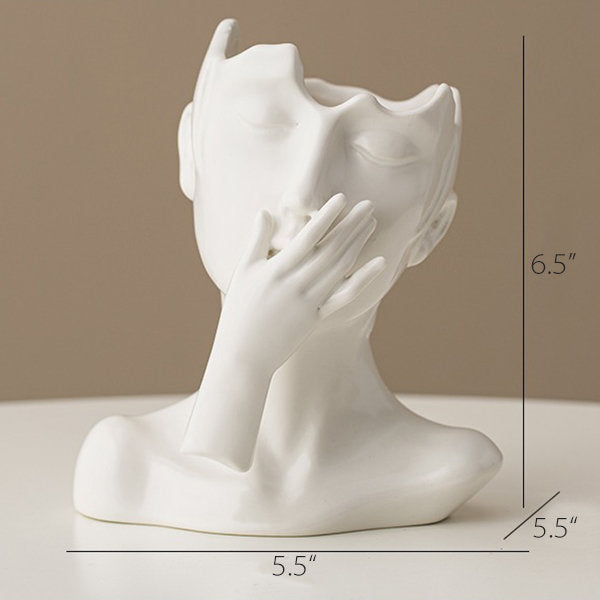 Abstract Human Figure Vase - Elegant White Ceramic - Modern Artistic Flair