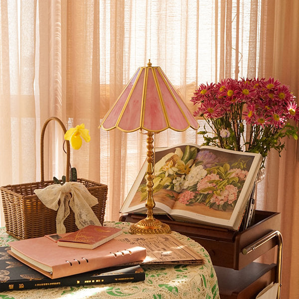 Vintage Pink Table Lamp - Glass - Classic Elegance - Charming Home Decor