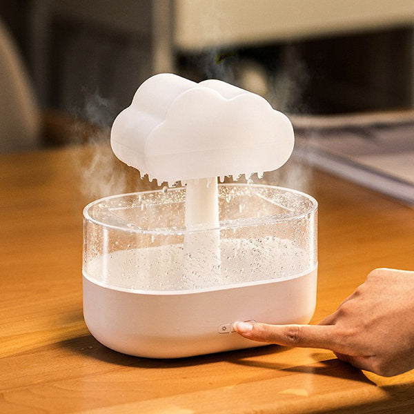 Cloud Raindrop Humidifier – Essential Oil Diffuser – Night Light – Soothing Mist – Home & Office