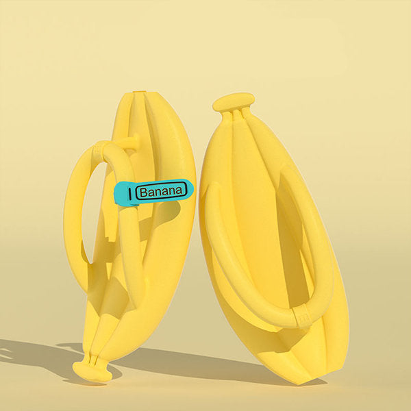 Quirky Banana Slippers - Summer Fun - Yellow - Green - Playful Design