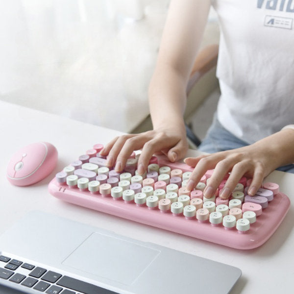 Wireless Mouse and Keyboard Set - Pink - Blue - Green - Ideal for Home and Office