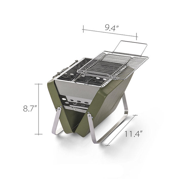 Portable Folding Barbecue Grill - Stainless Steel - Beige - Green - For Camping and Picnic