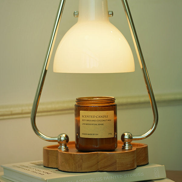 Vintage Wax Melting Lamp - Warm Ambient Lighting - Wooden Base - Retro Charm