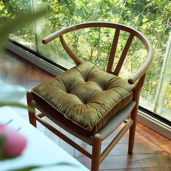 Retro Square Seat Cushions - Luxurious Velvet - Classic and Comfort - Green