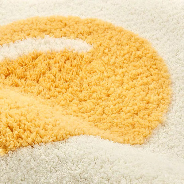 Sunny-Side Up Egg Mat - Whimsical and Cozy Floor Decor - Playful Charm