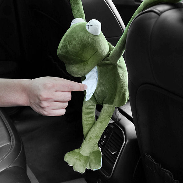 Frog Car Tissue Box - Plush Tissue Dispenser - Convenient Hanging Style