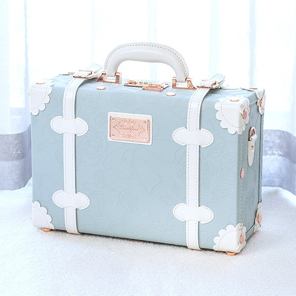 Elegant Vintage Suitcase - Faux Leather - Pink - Green - For Journey