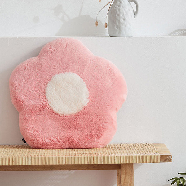 Cozy Floral Plush Cushion - Comfortable Assured - Soft and Fluffy - Pink