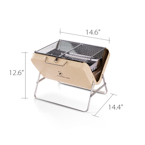 Portable Folding Barbecue Grill - Stainless Steel - Beige - Green - For Camping and Picnic