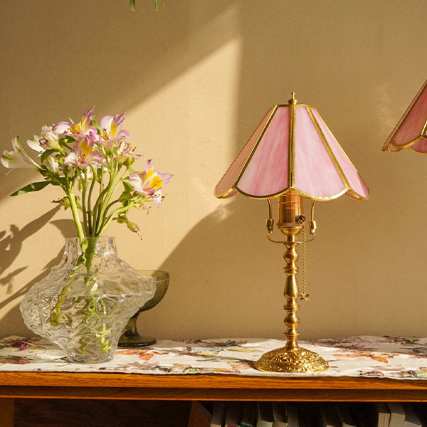 Vintage Pink Table Lamp - Glass - Classic Elegance - Charming Home Decor