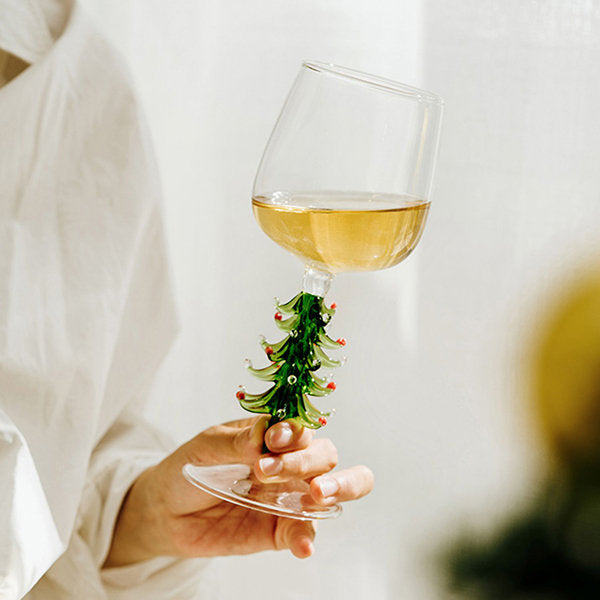 Copa de vino con forma de árbol de Navidad - Artículos festivos - Diseño elegante - Cristalería artesanal