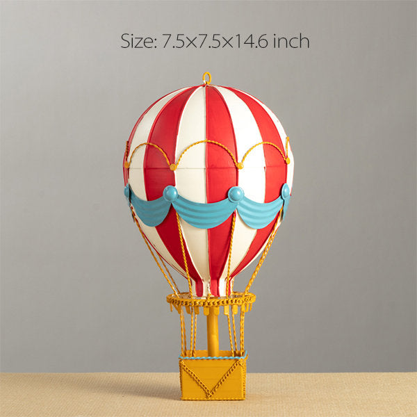 Iron Hot Air Balloon Ornaments - Elegant Decor in Pink and Red - Nostalgic Theme